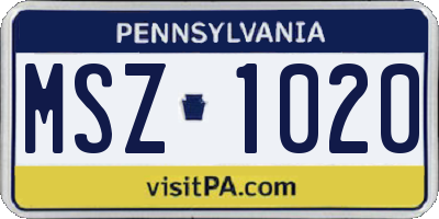 PA license plate MSZ1020