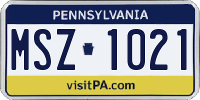 PA license plate MSZ1021