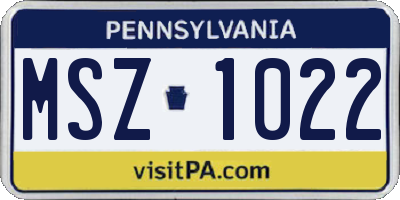 PA license plate MSZ1022