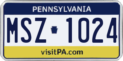 PA license plate MSZ1024