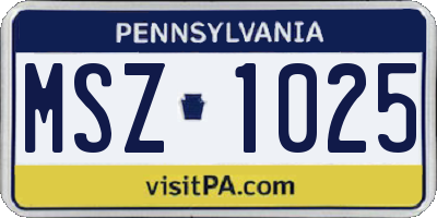 PA license plate MSZ1025