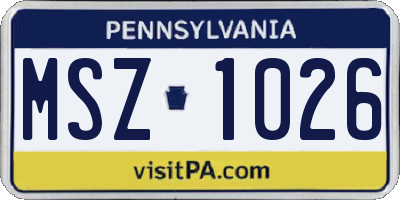 PA license plate MSZ1026