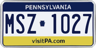 PA license plate MSZ1027