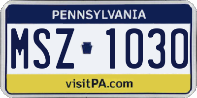 PA license plate MSZ1030