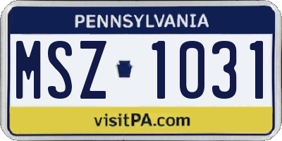 PA license plate MSZ1031