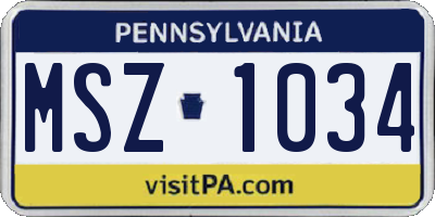 PA license plate MSZ1034