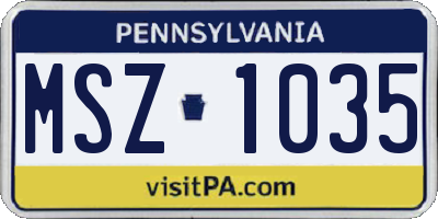 PA license plate MSZ1035