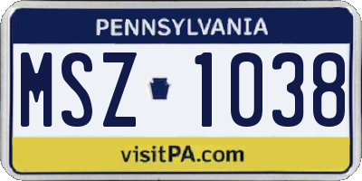 PA license plate MSZ1038