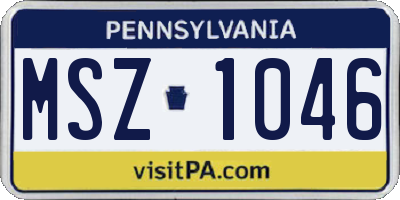 PA license plate MSZ1046