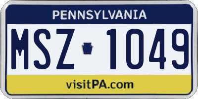 PA license plate MSZ1049