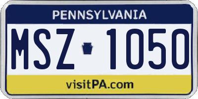 PA license plate MSZ1050