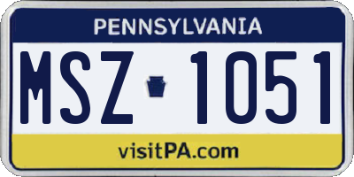 PA license plate MSZ1051