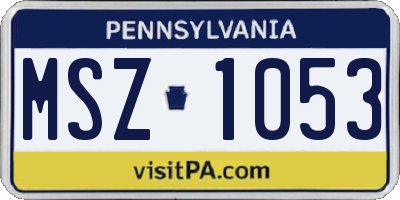 PA license plate MSZ1053