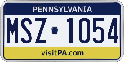 PA license plate MSZ1054