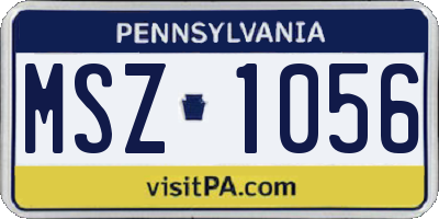 PA license plate MSZ1056