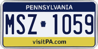 PA license plate MSZ1059