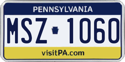 PA license plate MSZ1060