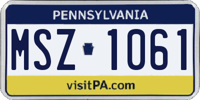PA license plate MSZ1061
