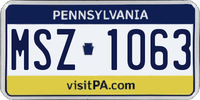 PA license plate MSZ1063