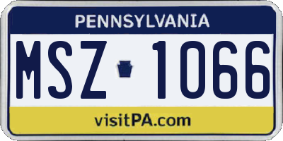 PA license plate MSZ1066