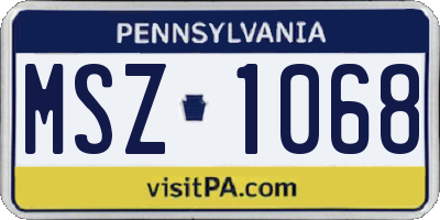 PA license plate MSZ1068