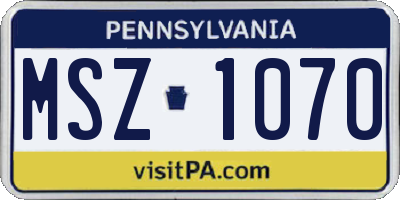 PA license plate MSZ1070