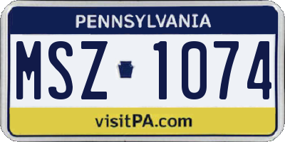 PA license plate MSZ1074