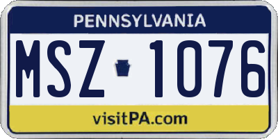 PA license plate MSZ1076