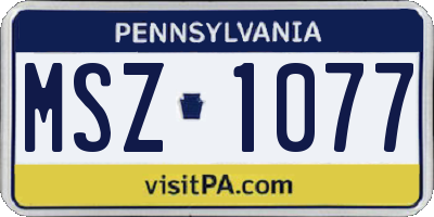 PA license plate MSZ1077