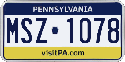 PA license plate MSZ1078