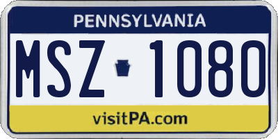 PA license plate MSZ1080