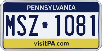 PA license plate MSZ1081