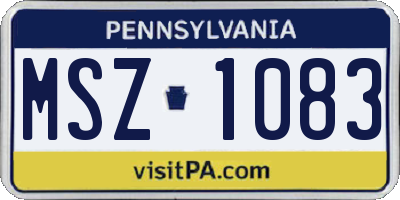 PA license plate MSZ1083