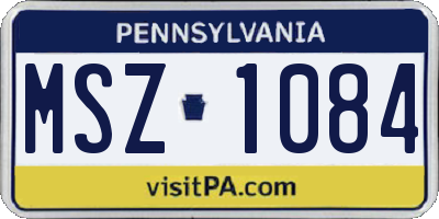 PA license plate MSZ1084