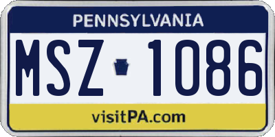 PA license plate MSZ1086