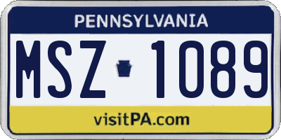 PA license plate MSZ1089