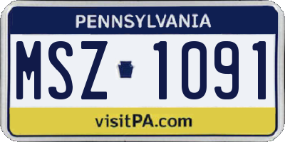 PA license plate MSZ1091