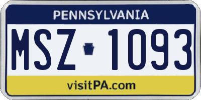 PA license plate MSZ1093