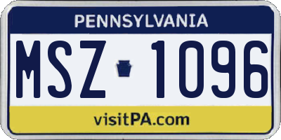 PA license plate MSZ1096