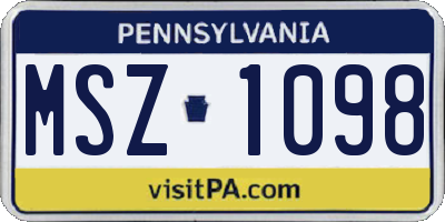 PA license plate MSZ1098