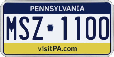 PA license plate MSZ1100