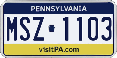 PA license plate MSZ1103