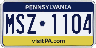 PA license plate MSZ1104