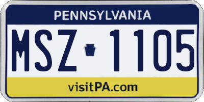 PA license plate MSZ1105