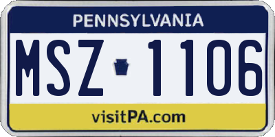 PA license plate MSZ1106