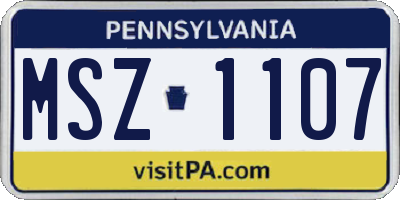 PA license plate MSZ1107