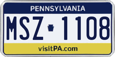 PA license plate MSZ1108
