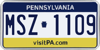 PA license plate MSZ1109