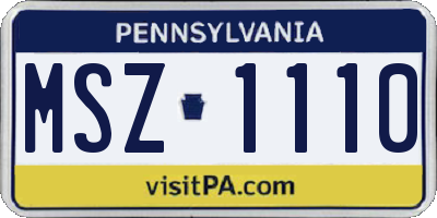 PA license plate MSZ1110