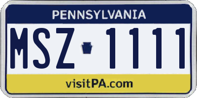 PA license plate MSZ1111